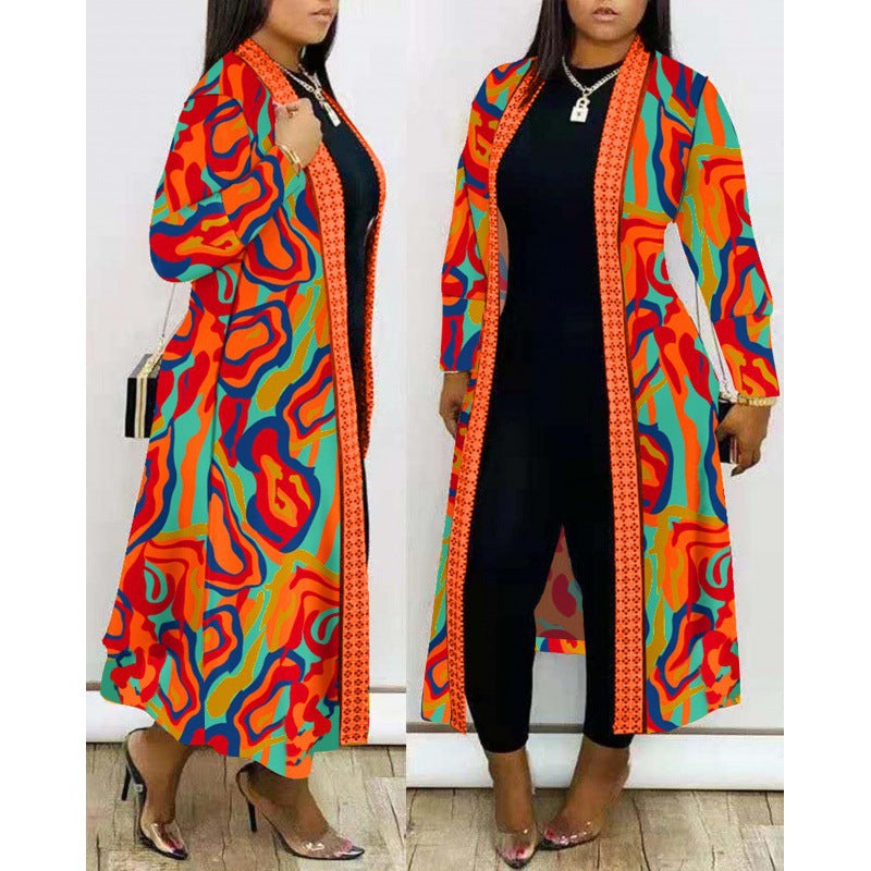 Long Sleeve Printed Cardigan Women's Shawl