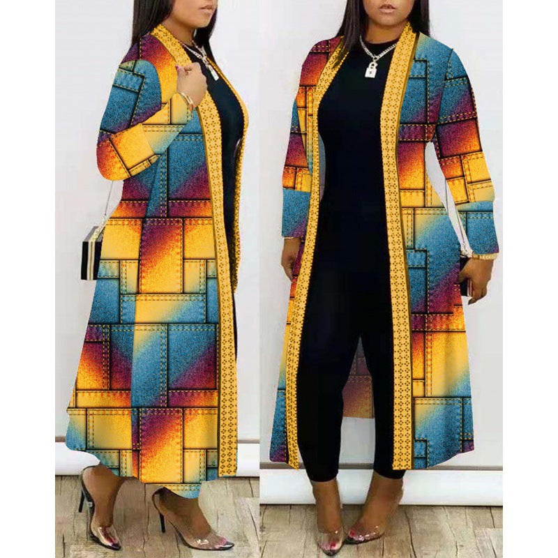 Long Sleeve Printed Cardigan Women's Shawl