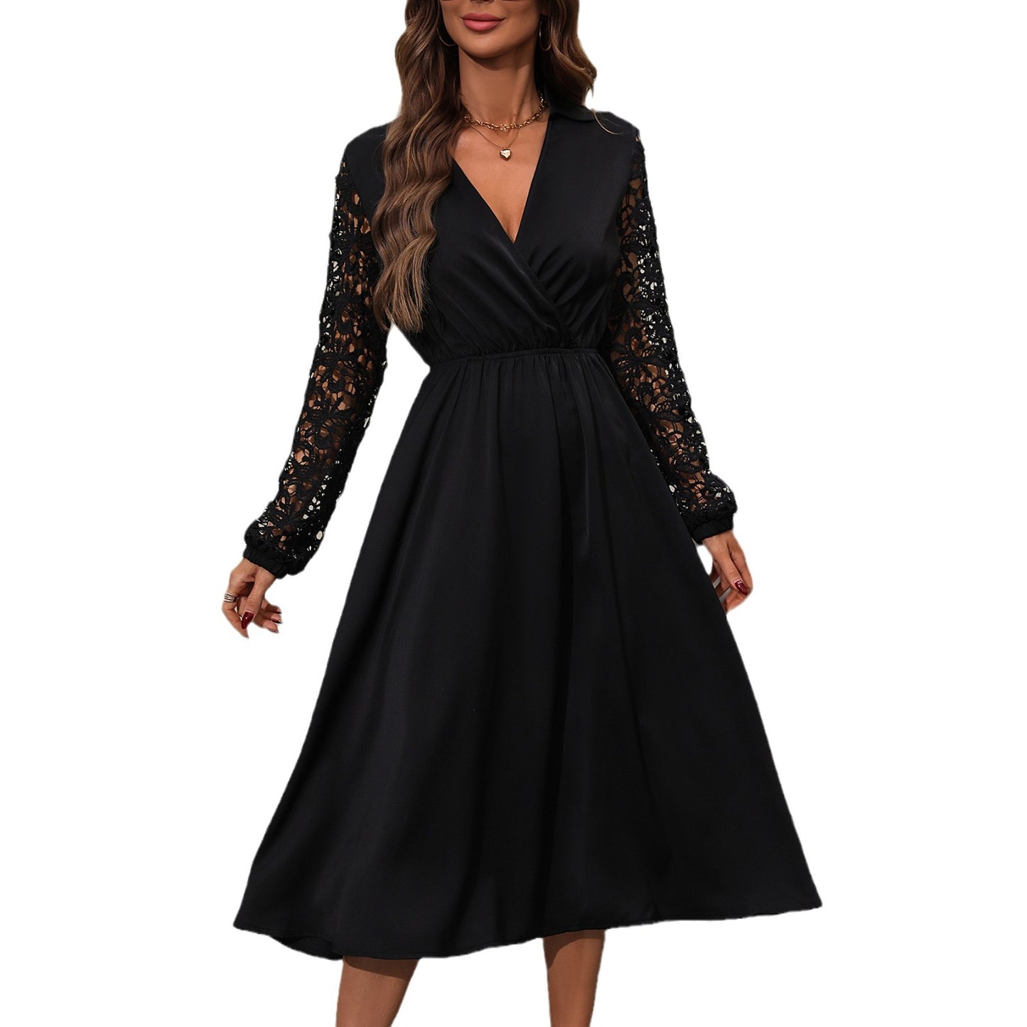 Lace High Waist Slimming Elegant Long Dress