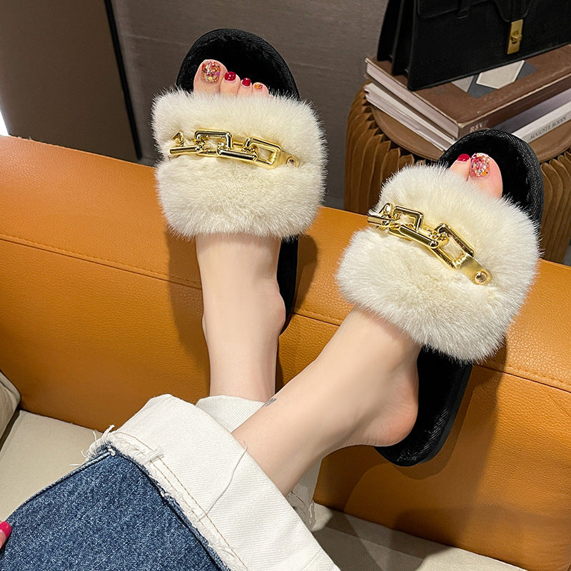 Women's Fashionable Warm Woolen Slippers