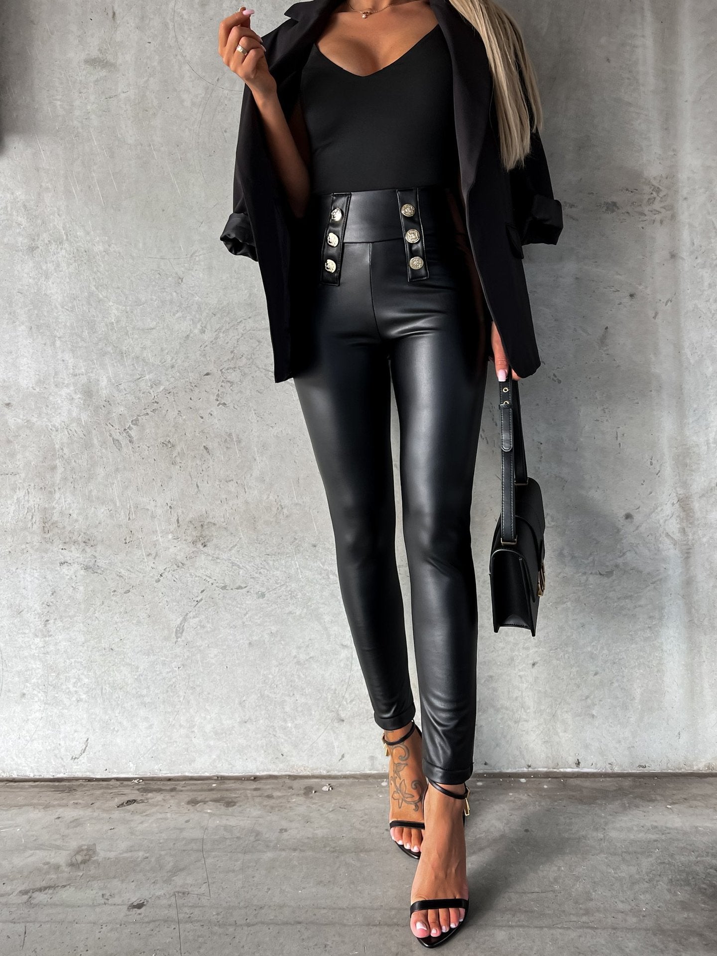 Leather leggings Clinch Tight Casual PU Women's