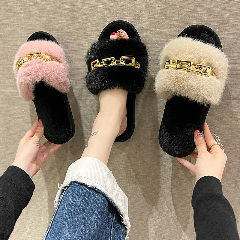 Women's Fashionable Warm Woolen Slippers