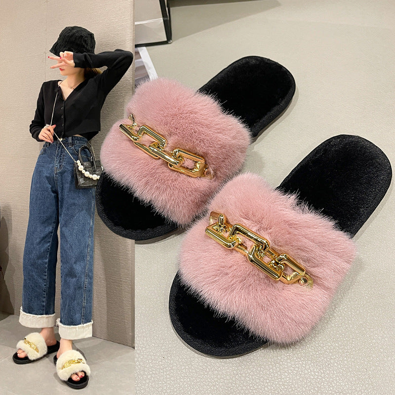 Women's Fashionable Warm Woolen Slippers