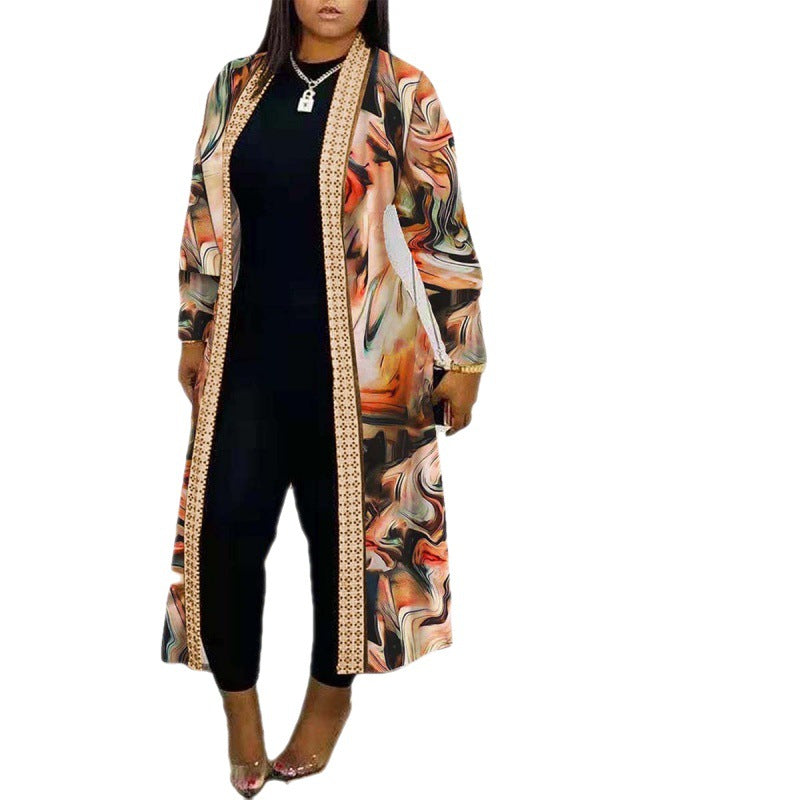 Long Sleeve Printed Cardigan Women's Shawl