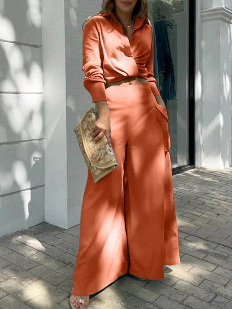 Women Long Pants Suits 2 Piece Set