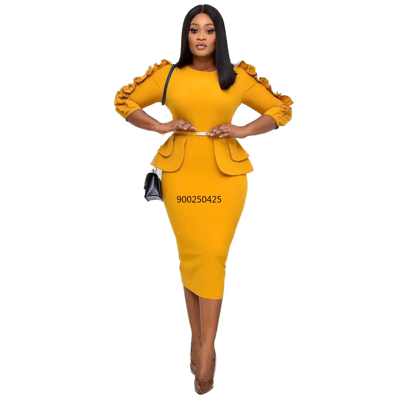 Fashion Style African Women Solid Color Dress