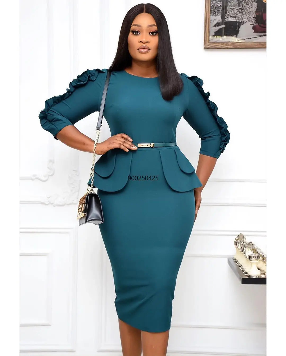 Fashion Style African Women Solid Color Dress