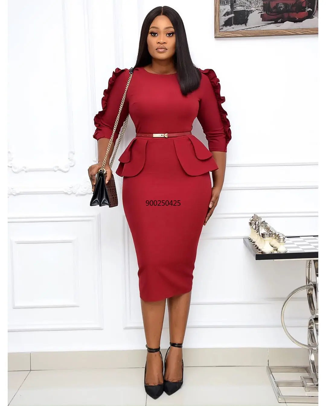 Fashion Style African Women Solid Color Dress