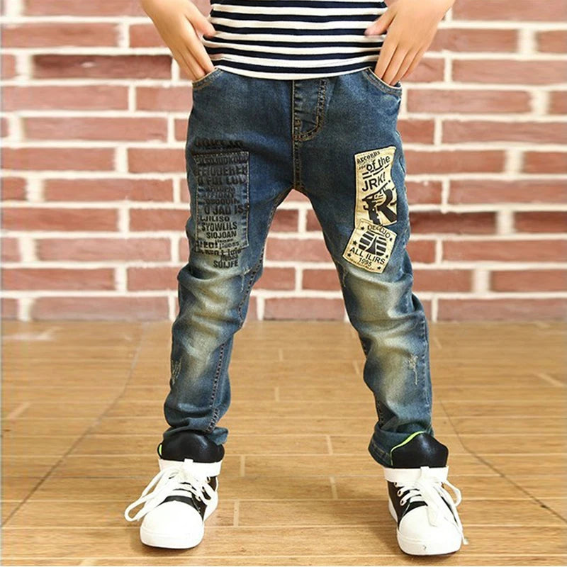 IENENS Boy Girls Trousers Skinny Jeans Elastic Waist Pants 4-13 Years Kids Boys Denim Clothing Clothes Sports Bottoms