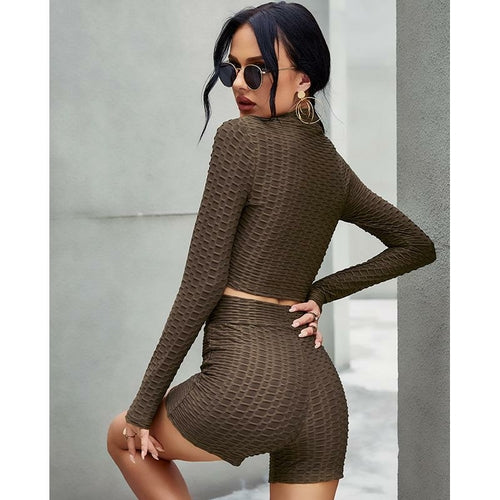 2021 Fashion Leopard Print Two Piece Sets Elegant Women 