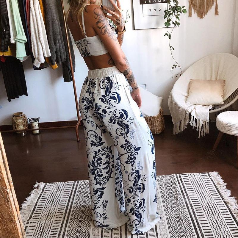 Casual Two Piece Set Women Top And Wide-leg Pants Sets Street Style