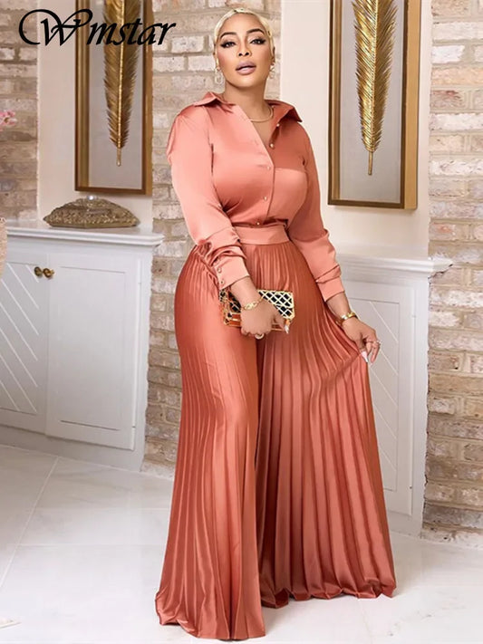 Two Piece Set Women Sexy Open Back Top and Wide Leg Pants Sets