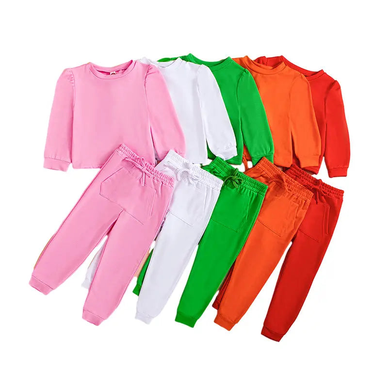 2 Pieces Kids Girls' Solid Color Hoodie & Pants