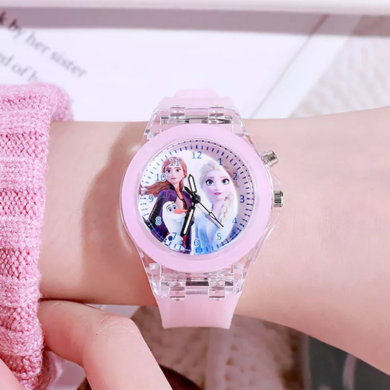 Disney Girls Kids Watches Children Watch Frozen Princess Aisha Sophia Luminous Student Colorful LED Light