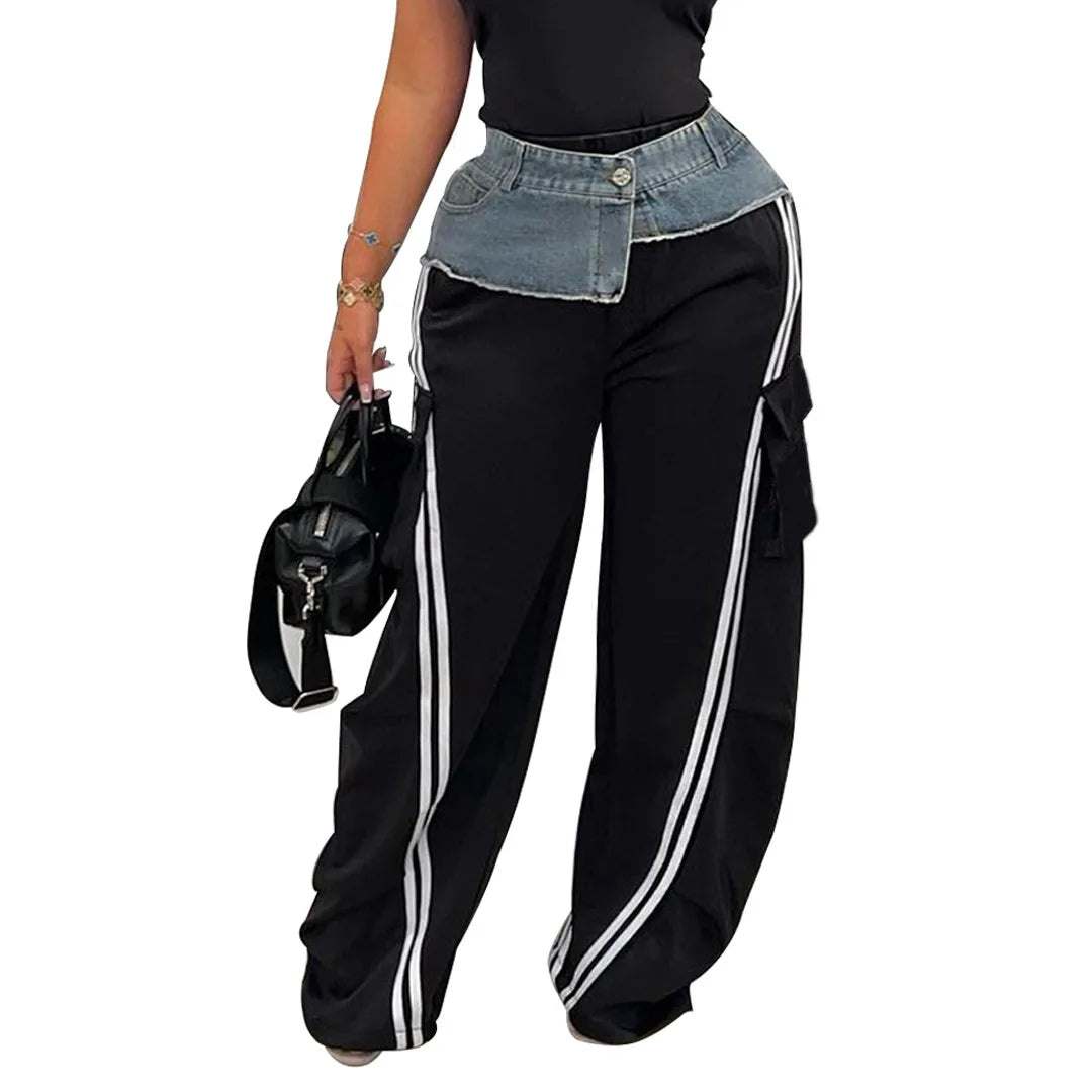 Women High Waist Wide Leg and Shiny