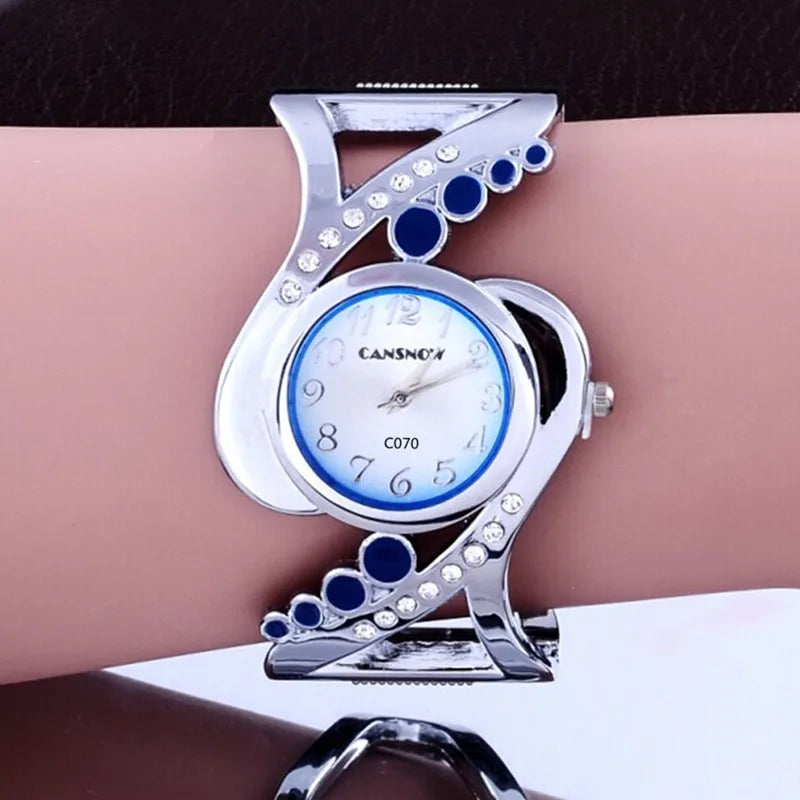 New design women bangle wristwatch quartz crystal luxury rhinestone fashion female watches