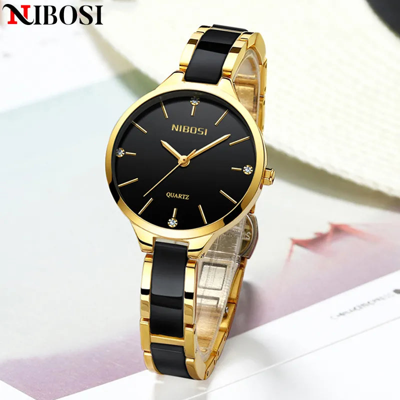 NIBOSI relógio feminino New Fashion Brand Women Watch Luxury Quartz Ladies Ceramic Watch Clocks Waterproof Watches For Women