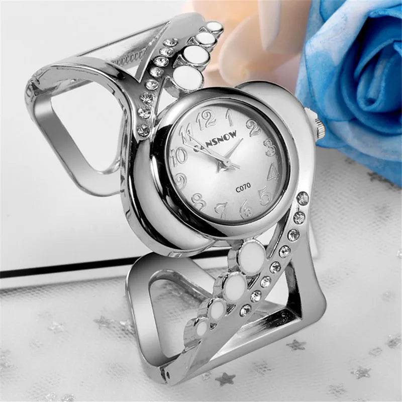 New design women bangle wristwatch quartz crystal luxury rhinestone fashion female watches