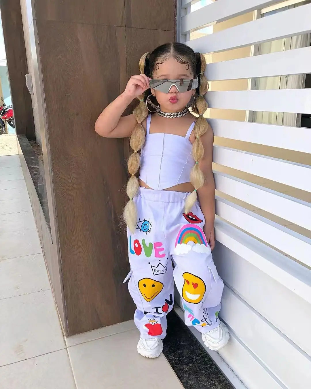 Children's Clothing Girl's Clothes 2 Pcs Set Summer Suspender Top+Long Pants Kid Girl Fashion For 3 4 5 6 7 8Y