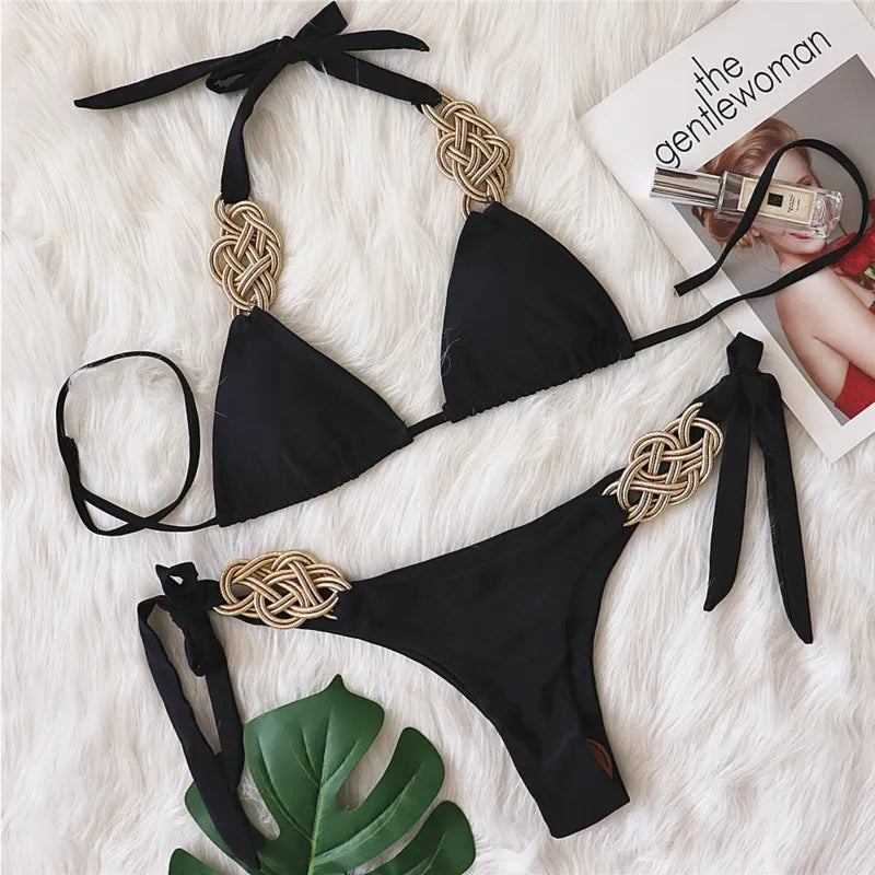 Black Sexy Bikinis 2024 Women's Swimwear