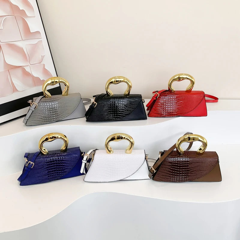 Women Solid Alligator PU Shoulder and Crossbody Bags