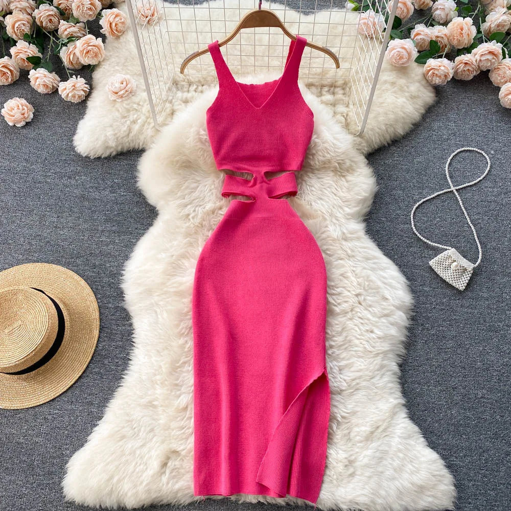 Women Dress Sexy Cut Out Waist