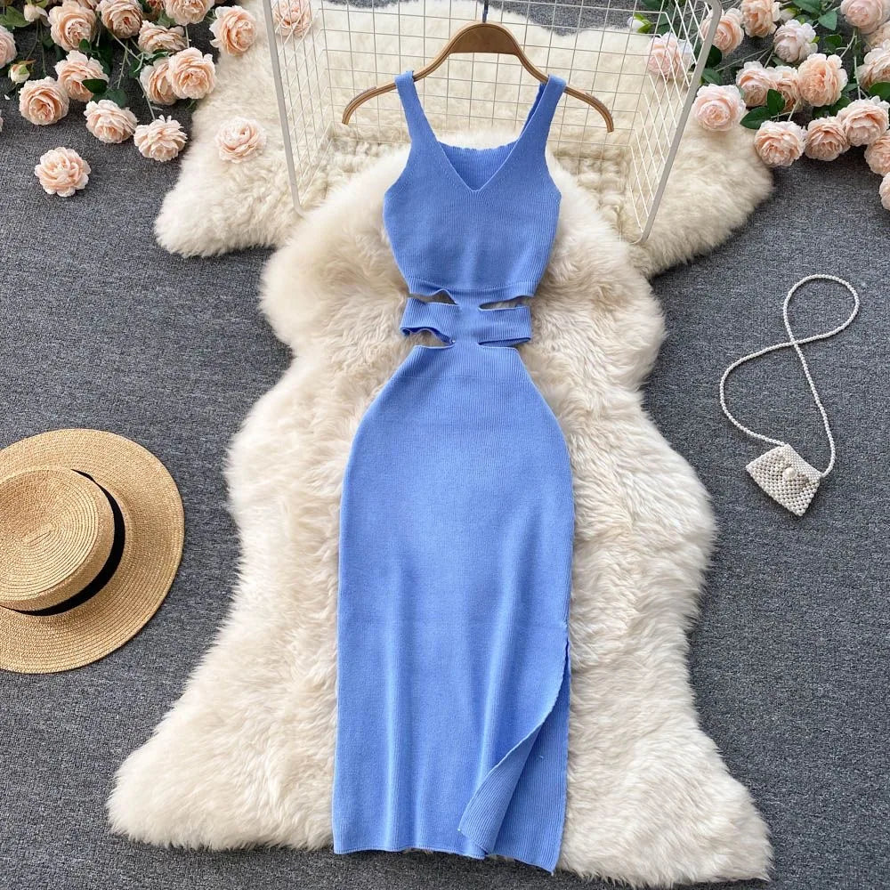 Women Dress Sexy Cut Out Waist