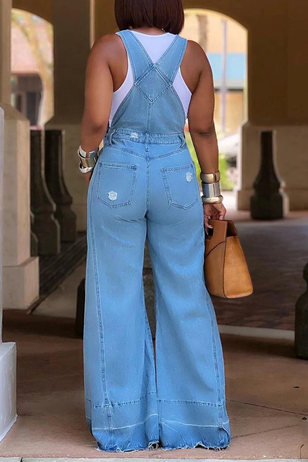 Plus Size Women's Jumpsuit Denim Pockets Overall Rompers