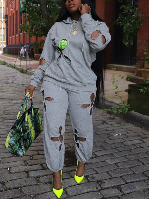 Long Sleeve Hoodies & Slim Set Women