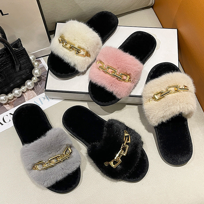 Women's Fashionable Warm Woolen Slippers