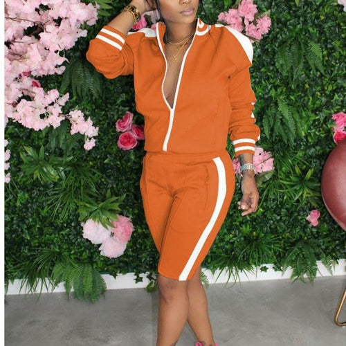 Two Piece Set Sweatsuits Women Long Sleeve Top & High Waist Bodycon