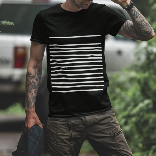 Mens T-Shirt with Lines in Black