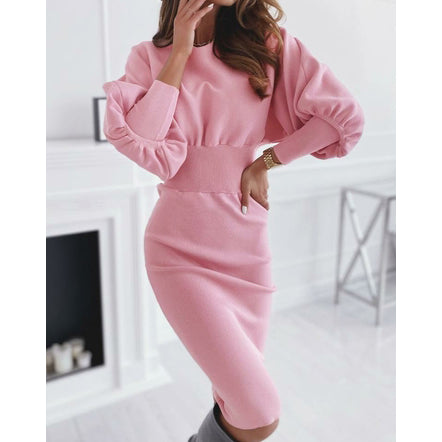 Solid Color High Waist Bodycon Dress