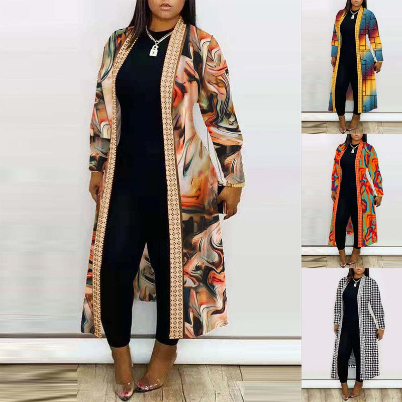 Long Sleeve Printed Cardigan Women's Shawl