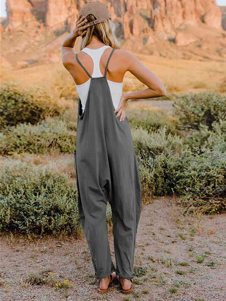 Women Double Take Full Size Sleeveless V-Neck Pocketed Jumpsuit