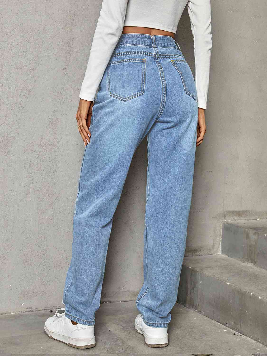 Women Asymmetrical Straight Leg Jeans