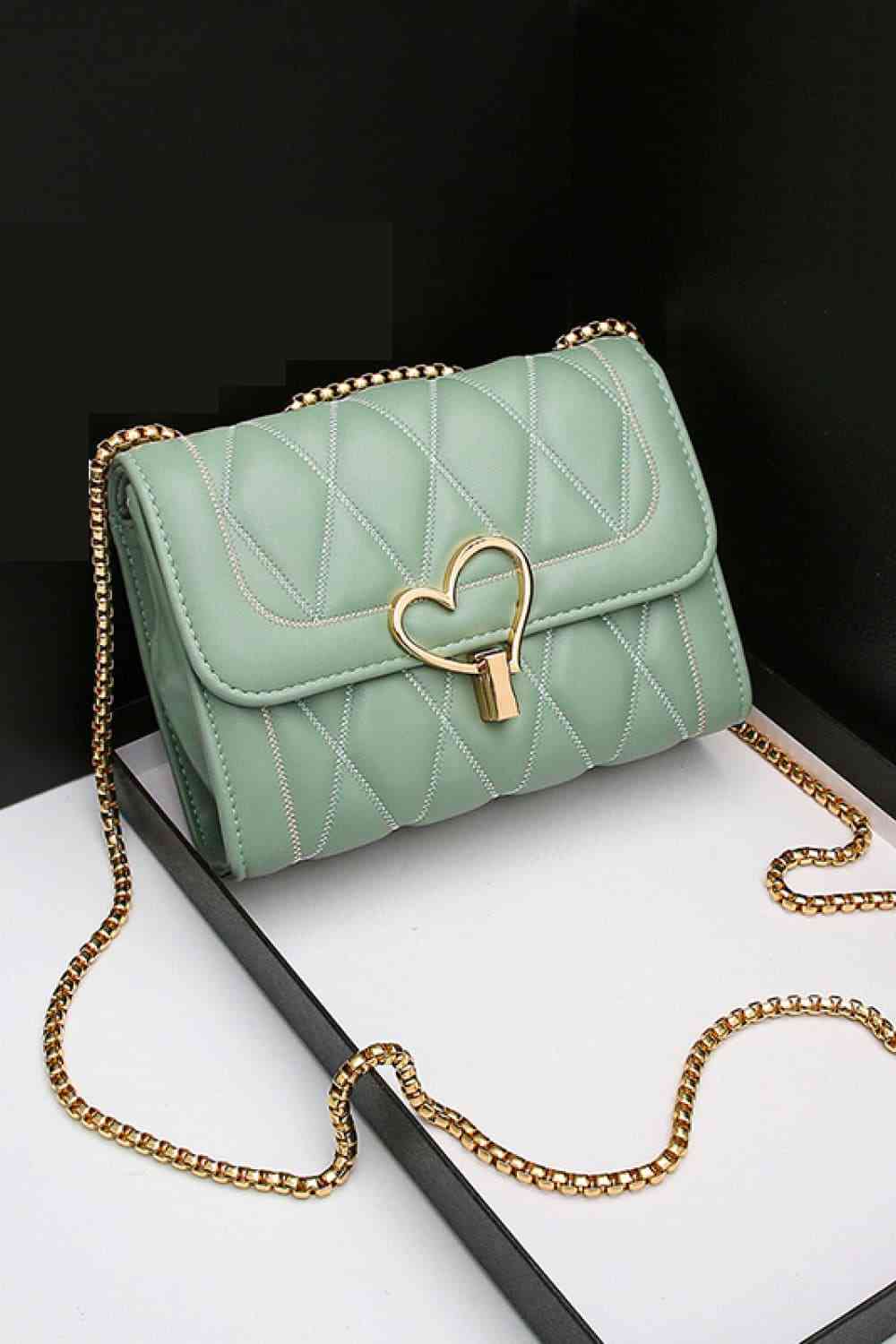 Heart Buckle PU Leather Crossbody Bag